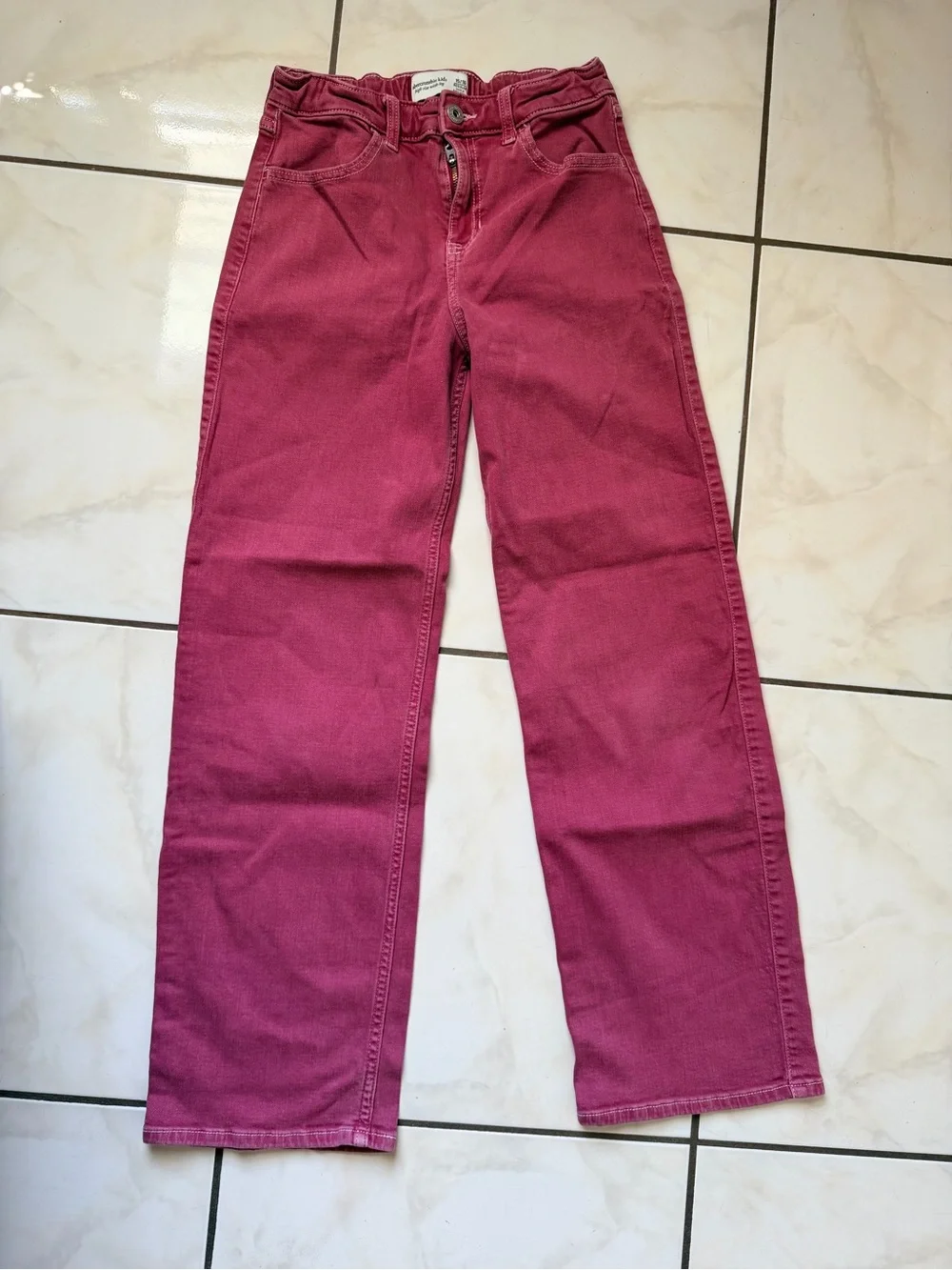 abercrombie kids Straight Leg Jeans in Deep Berry